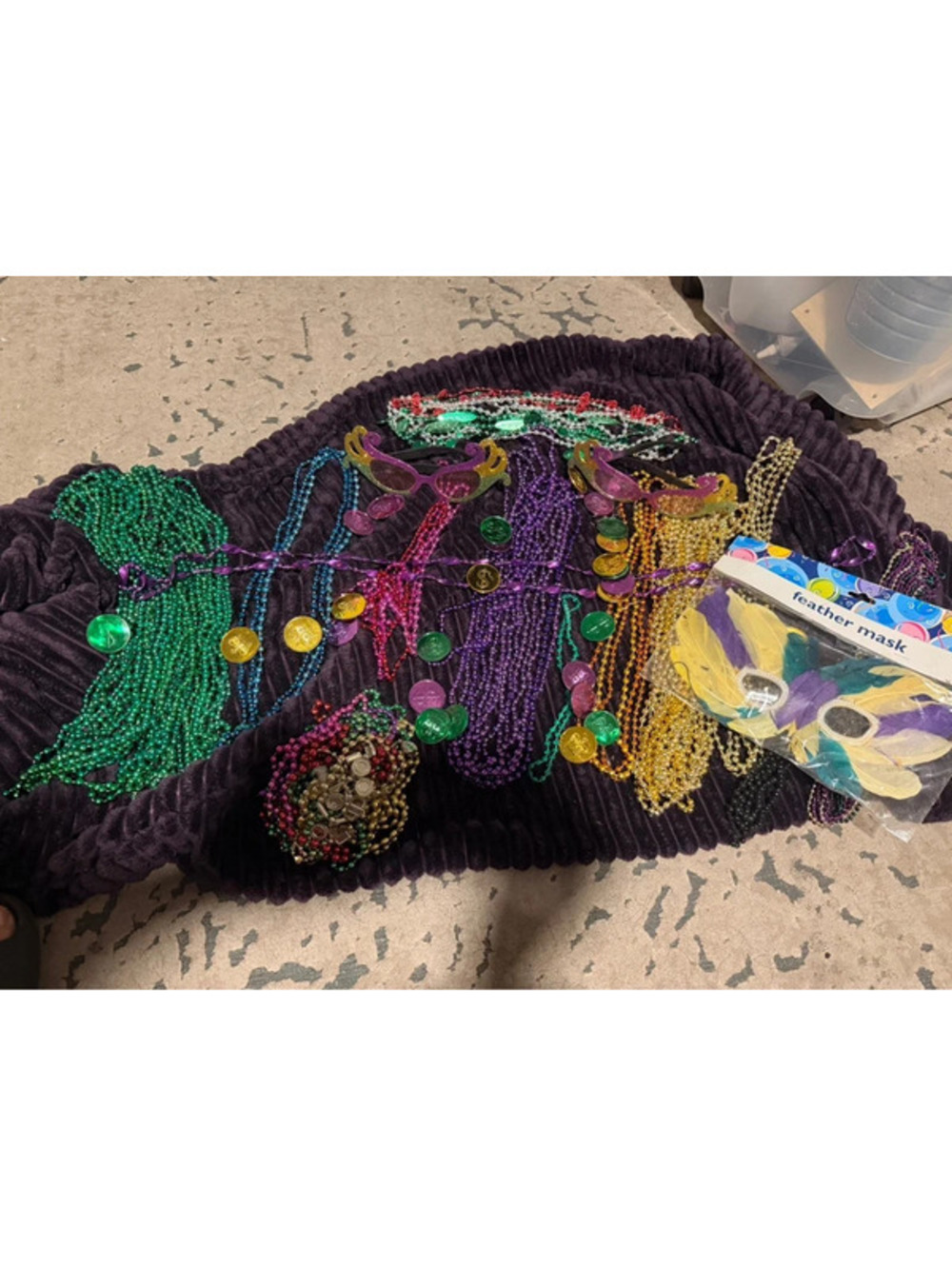 Mardi Gras Party Costume Accessories Bundle - Beads Masks Glasses